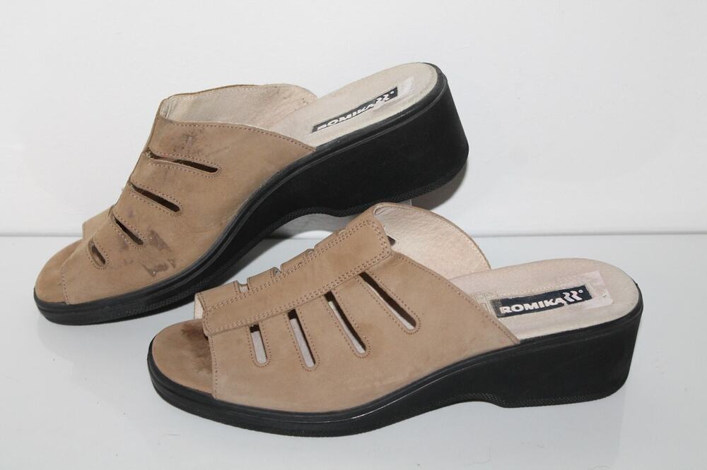 Romika Leather Slide Sandals, Women’s 10, EU 41, Tan, Casual, Comfort